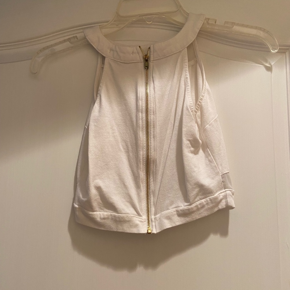 White white crop top high neck